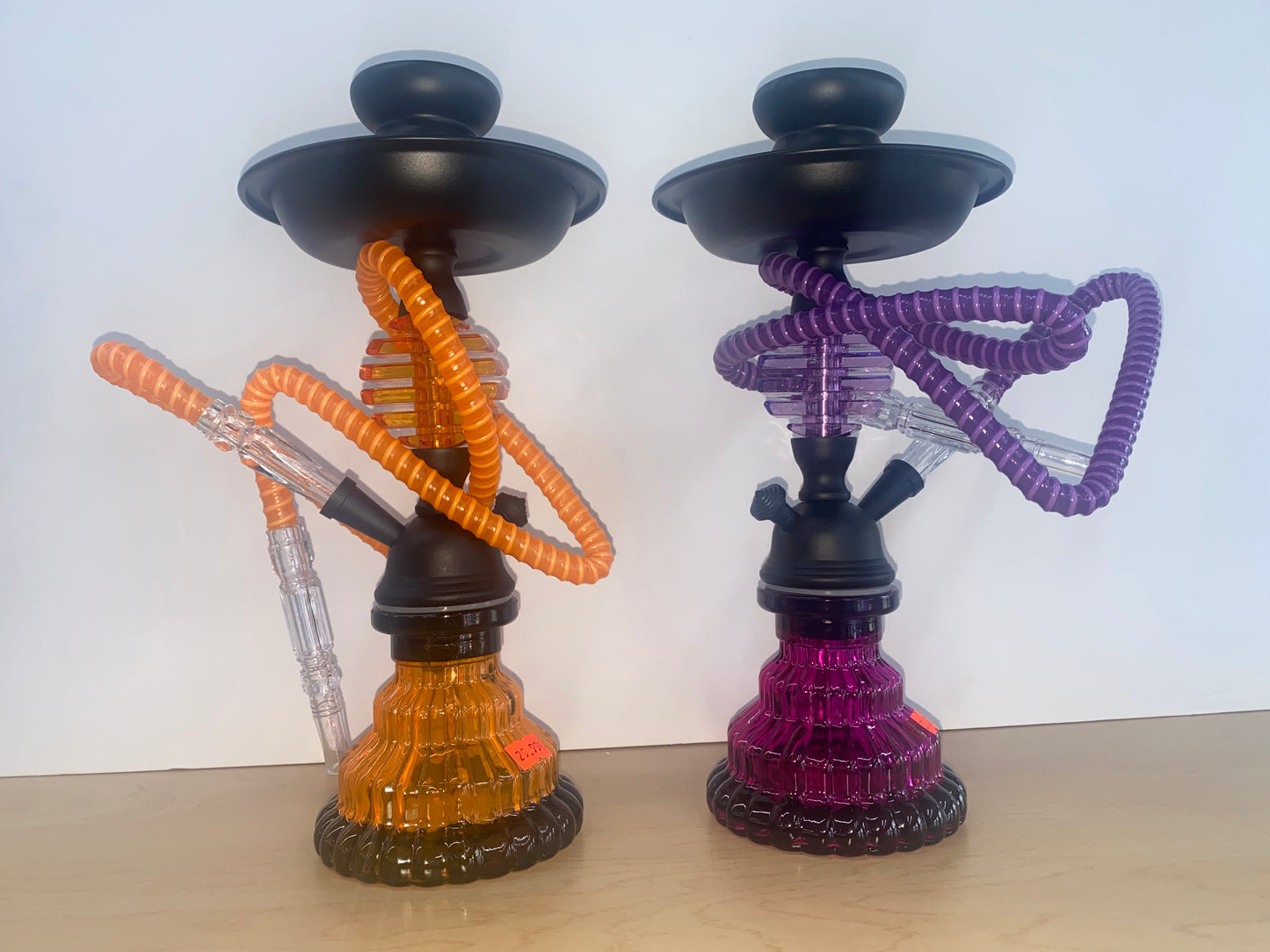 Hookah 1 hose matte black and colored see through glass.