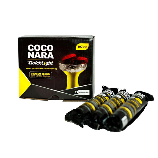 Coco Nara Quicklight 10 Pack 33mm Hookah Charcoal